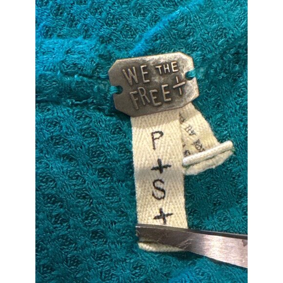 We The Free Teal Laguna Waffle Knit Long Sleeve V-Neck Tunic Top S - Picture 4 of 8